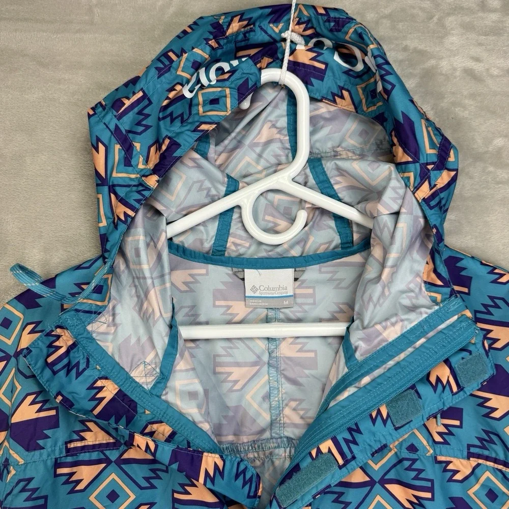 Columbia Challenger Pullover Jacket‎ Mens M Aztec Print Teal Purple Gorpcore